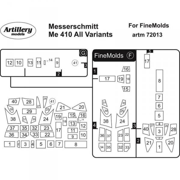 Fly ARTM72013 Me 410 all variants for Finr Molds  maska