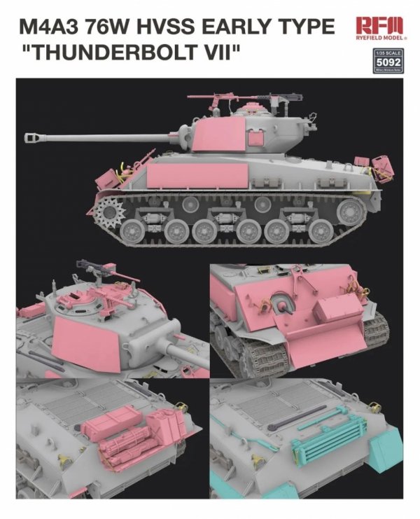 RFM-5092 1/35 M4A3 HVSS Early Type &quot;Thunderbolt VII&quot;
