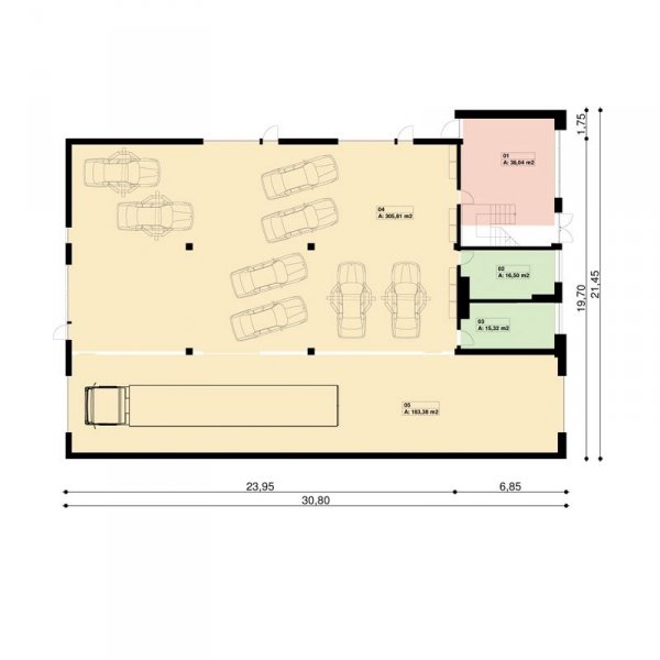 Projekt warsztatu samochodowego PS-SS-K5 pow. 720 m2