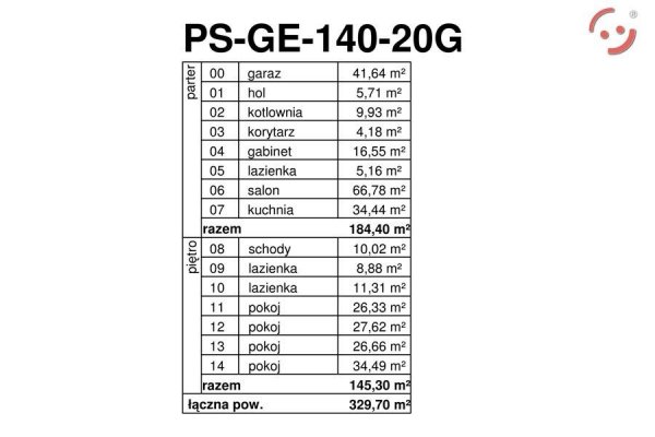 Projekt domu PS-GE-140-20G bliźniak o pow. 330 m2