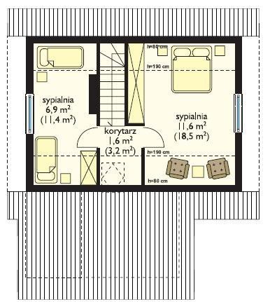 Projekt domu Francik z tarasem pow.netto 60,53 m2