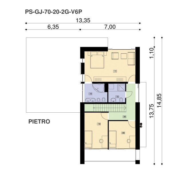 Projekt nowoczesnego domu energooszczędnego NF40-GJ-70-20-2G-V6 pow. 164 m2