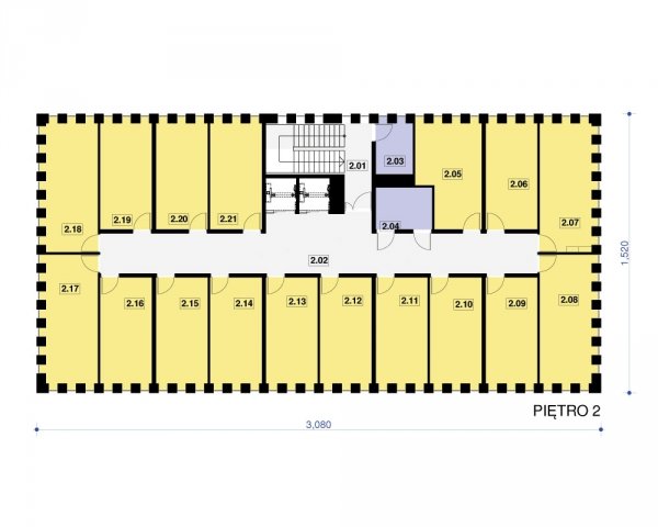Projekt biurowca / hotelu PS-BL-470-30 o pow. 1 205,23 m2