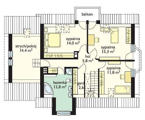 Projekt domu Zgrabny II pow.netto 164,93 m2