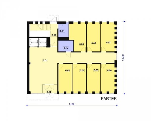 Projekt biurowca / hotelu PS-BL-290-30 o pow. 705.50 m2