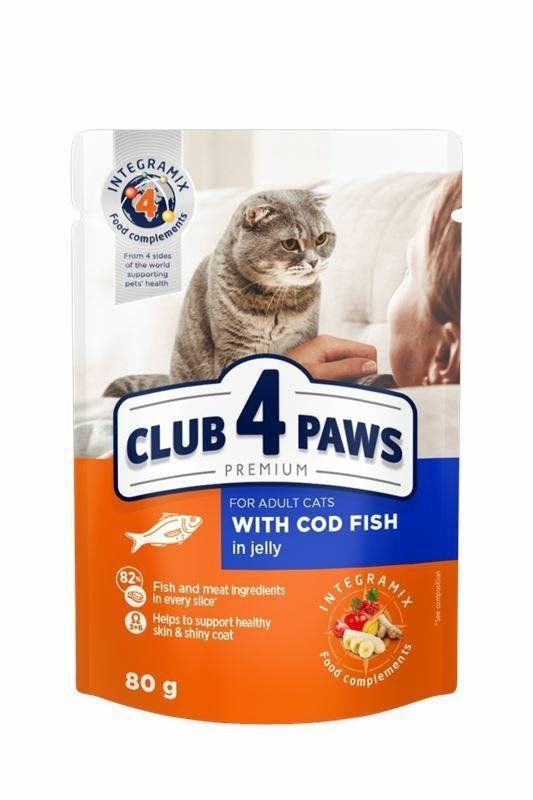Club4Paws Dorsz w galaretce saszetka 100g Mokra karma dla kotów