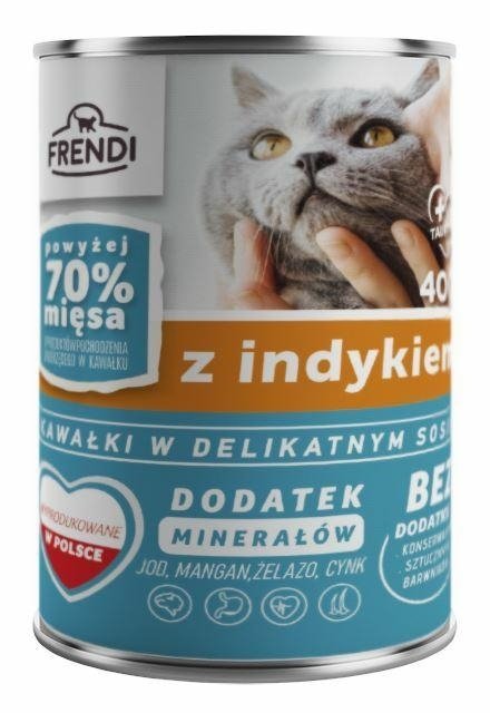 Frendi Kawałki w sosie z Indykiem 400g puszka mokra karma dla kotów