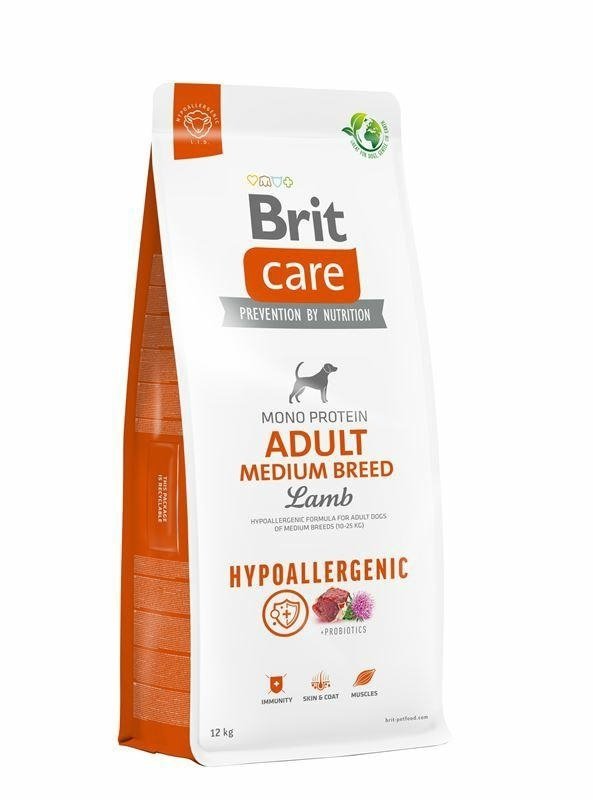 Brit Care Dog Hypoallergenic Adult Medium Breed Lamb 12kg jagnięcina i ryż Sucha karma dla dorosłych psów średnich ras (10 – 25 kg)