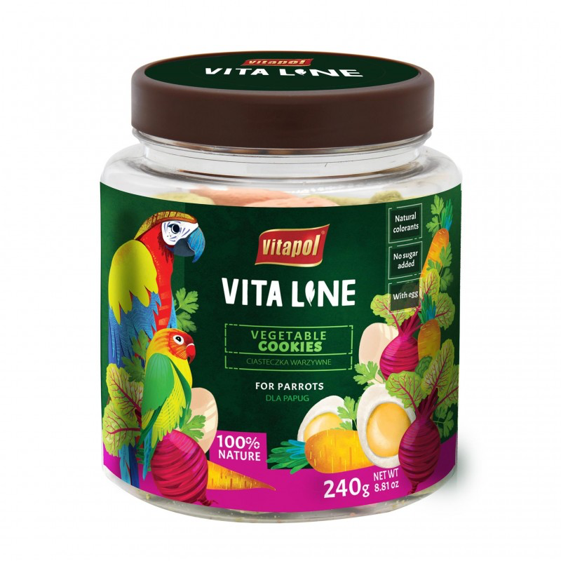 Vitapol Vitaline Ciasteczka warzywne dla papug, słoik, 240 g