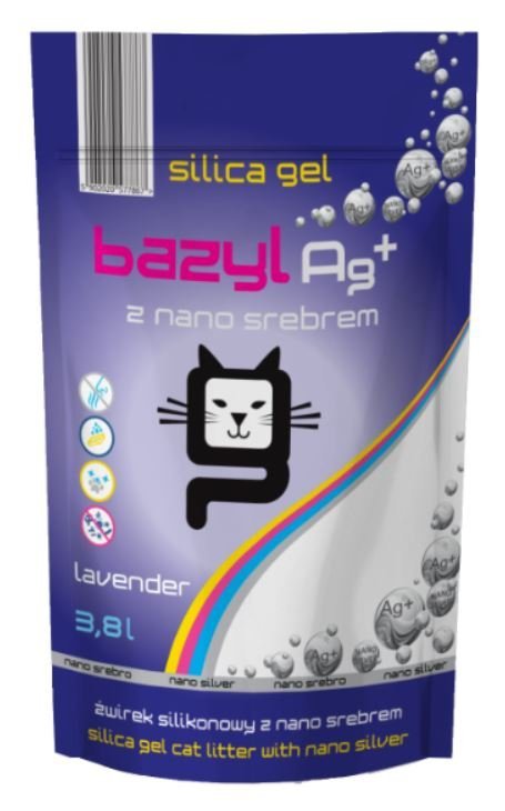 BAZYL Ag+ Silicat 3,8L żwirek silikonowy aseptyczny zapach Lawendy