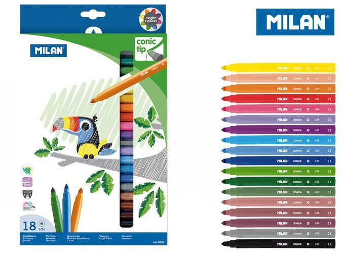Flamastry stożkowe Milan 18 kolorów