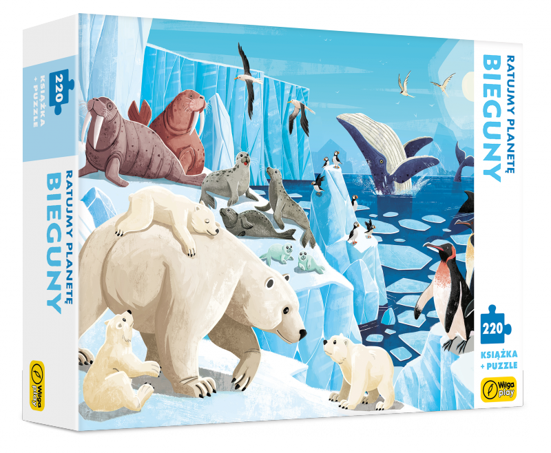 Książka i puzzle Ratujmy planetę bieguny 220 elementów