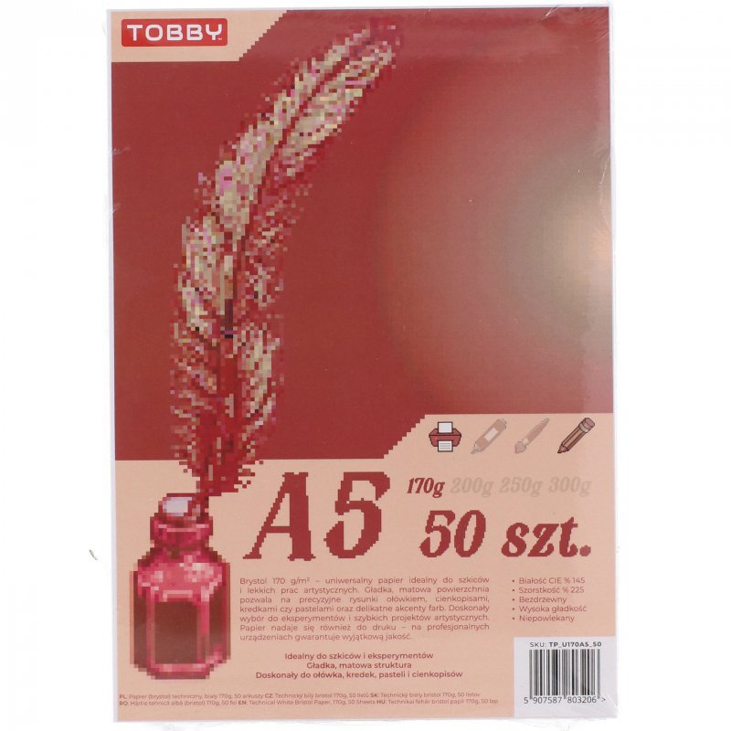 Papier Brystol 170g A5 50 ark.