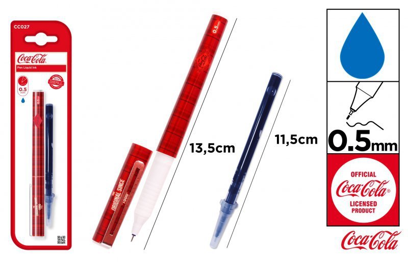 Cienkopis z wkładem wymiennym 0,5mm z logo Coca-Cola blister