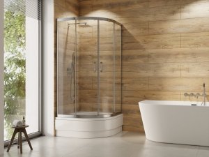 Besco Modern Chrom kabina półokrągła 80 szkło mrożone MP80165M