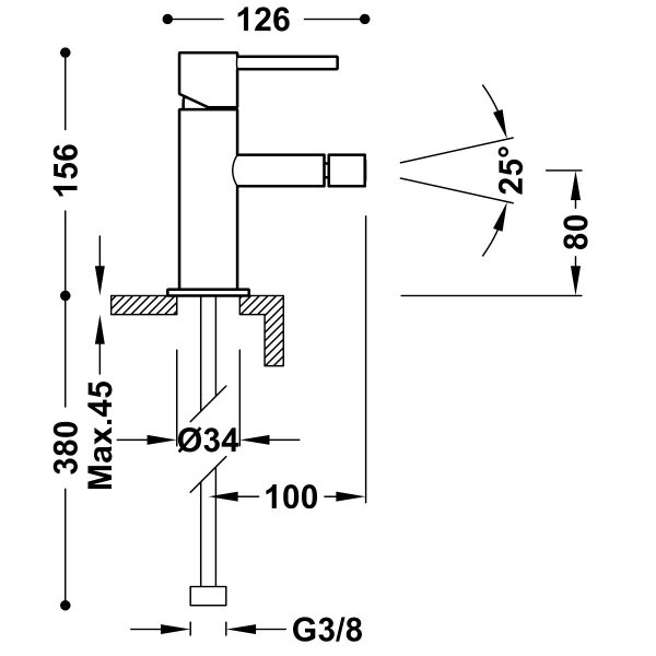 Tres Study bateria bidetowa stal 06212001AC