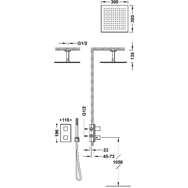 Tres THERM-BOX Zestaw baterii termostatycznej podtynkowej 2-drożnej Therm-box prysznicowej-00625003AC