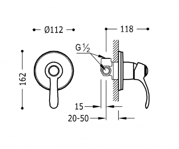 Tres Clasic Bateria jednouchwytowa podtynkowa 1-drożna prysznicowa 24217701OR