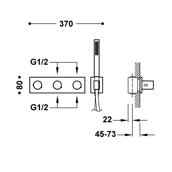 Tres B-SYSTEM Bateria termostatyczna podtynkowa 4-drożna B-system-30735401