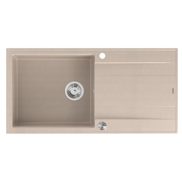 Quadron EVAN 146 XL GraniteQ zlewozmywak z syfonem Push 2 Open 1-komorowy z/o (1000x500x210; kom. 420x480) pearl beige / elementy stalowe HCQE10050U2BSP2O