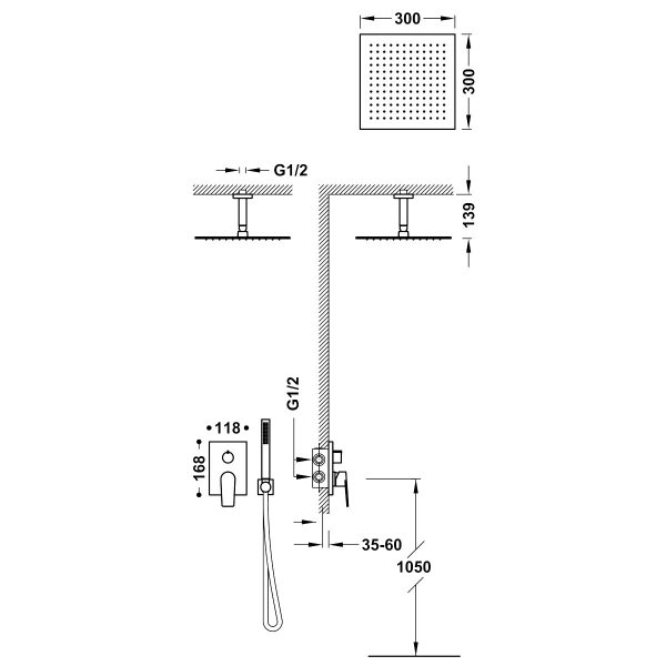 Tres Project-Tres Zestaw natryskowy z baterią podtynkową Rapid-Box czarny brąz 21128003KMB