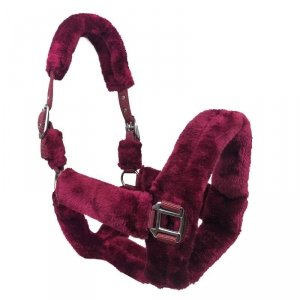 Kantar Cuddly z miękkim futerkiem, kolor bordowy