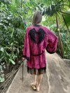 Kimono Pink Panther Black Angel Fringe