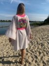 Kimono Checker Beige Skull Pink Short