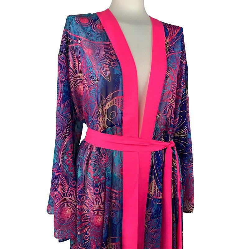 Kimono Sky Pink Heart Long
