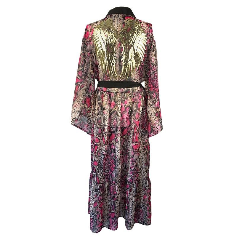 Kimono Pink Snake Gold Angel Long