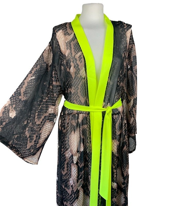 Kimono Brown Snake Gold Skull Long