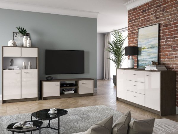 Szafka nocna AVANTI 08 dąb windmill ciemny / kaszmir połysk