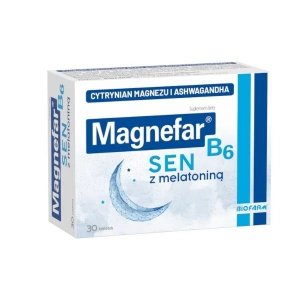 Magnefar B6 Sen z Melatoniną 30 Tabletek Powlekanych