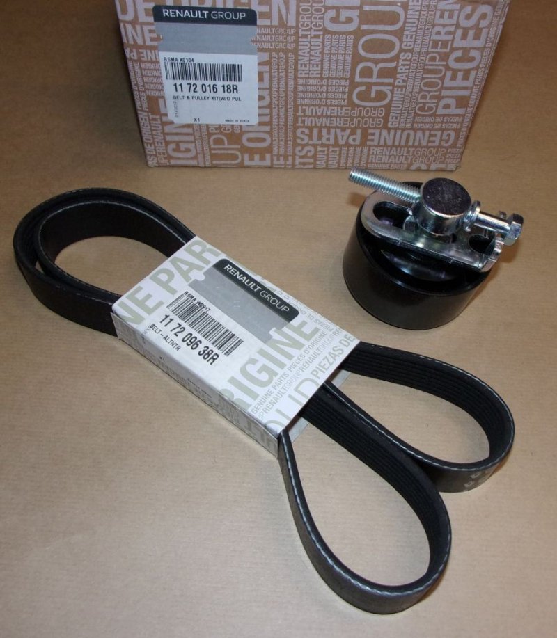 Ensemble de courroie d'alternateur Renault Fluence 1.6 16V, 117201618R, 