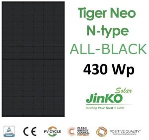 Moduł panel PV full black N-TYPE 430W Jinko JKM430N-54HL4R-B 1762x1134x30mm