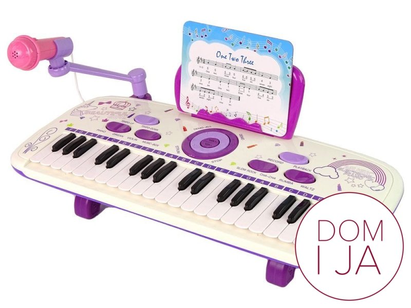 Elektryczne Pianino Keyboard Dla Dzieci Różowy Nuty USB MP3