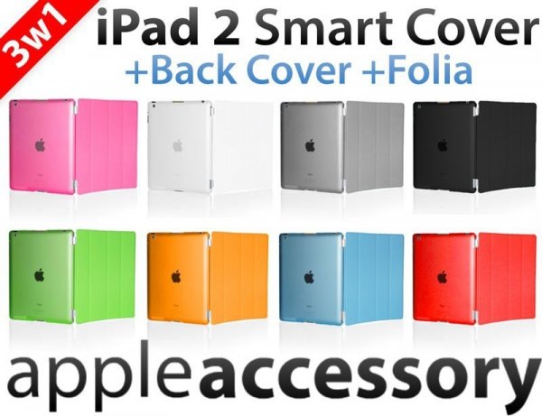 3w1 Smart Cover+Back Cover + Folia iPad 2 /3