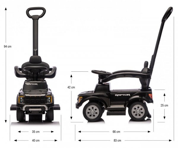 Milly Mally Pojazd z rączką Ford F-150 3w1 Black