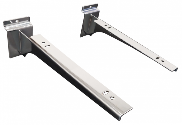 Set of 2 chrome 30 cm hangers, holders for shelf