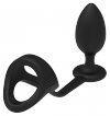 Dream Toys RAMROD COCKSTRAP WITH ANAL PLUG - pierścień z korkiem analnym (czarny)