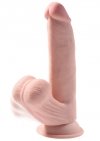 King Cock dildo - 8'' Cock Swinging Balls sztuczny penis (cielisty)
