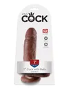 King Cock Dildo 7 Cock with Balls Brown - dildo (brązowy)