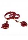 Taboom Wrist To Thigh Cuff Set Red - kajdanki na uda i nadgarstki (czerwony)
