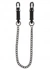 Taboom Heavy Duty Adjustable Clamps - dokręcane klamerki na sutki z łańcuszkiem (czarny)