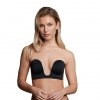 Bye Bra - Seamless U-Style Bra Cup D Black - biustonosz samonośny (czarny)