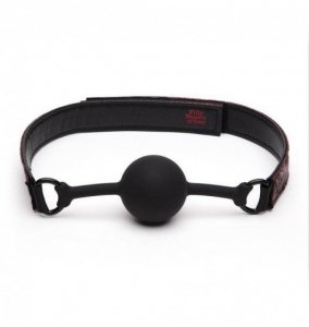 Fifty Shades of Grey Sweet Anticipation Ball Gag - silikonowy knebel z kulką (czarno - czerwony)