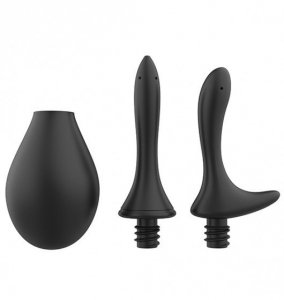 Nexus Anal Douche Set - gruszka analna z zestawem końcówek (czarny)