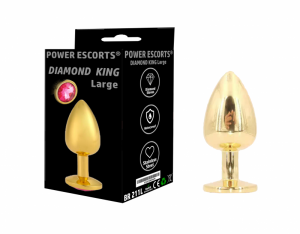 Plug-Diamond King Butt Plug - Gold - Large - Pink