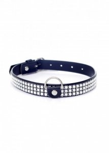 Fetish Boss Series Collar with crystals 2 cm silver