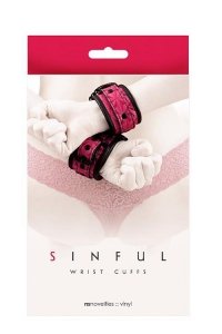 NS Novelties SINFUL WRIST CUFFS - kajdanki na nadgarstki (różowy)